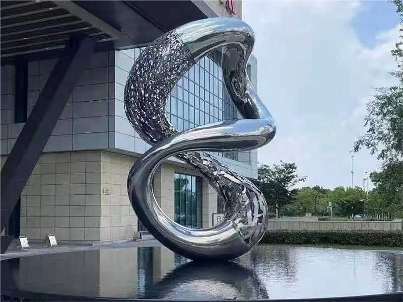 Landscape stainless steel metal sculpture creative 8 fountain waterscape art sculpture DZ-237