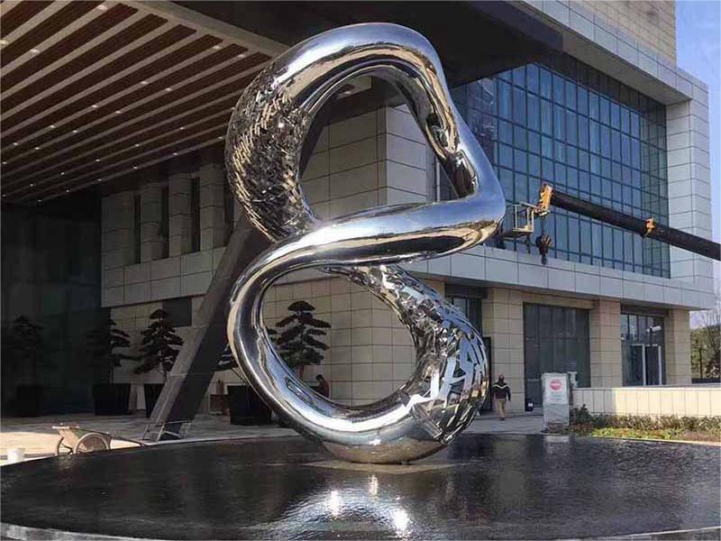 Landscape stainless steel metal sculpture creative 8 fountain waterscape art sculpture DZ-237