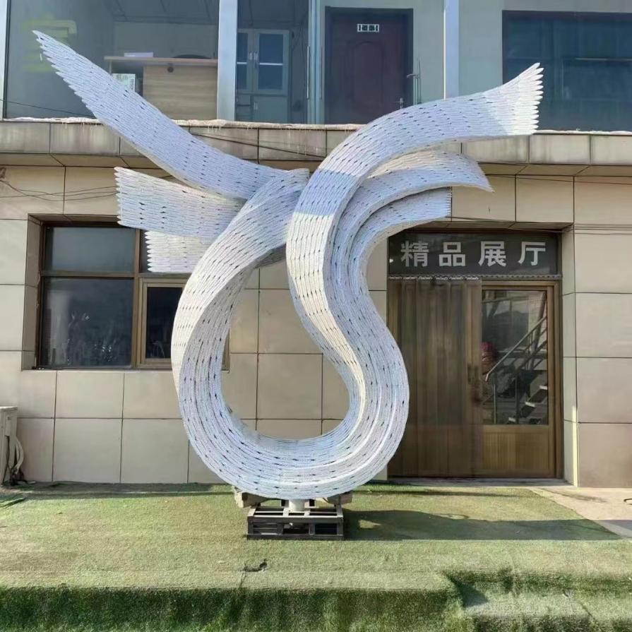 Large white metal wings art sculpture lighting decoration for sale DZ-238