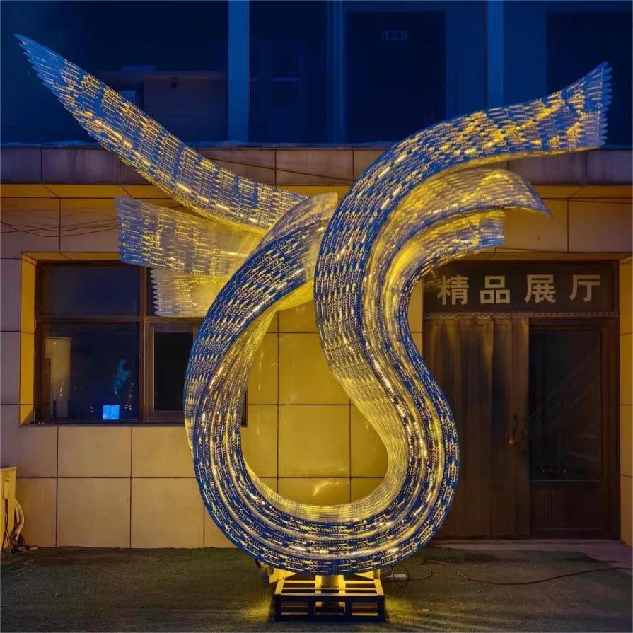 Large white metal wings art sculpture lighting decoration for sale DZ-238