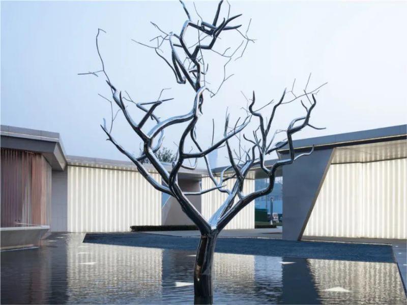 Modern mirror stainless steel metal tree sculpture courtyard garden landscape decoration sculpture DZ-245