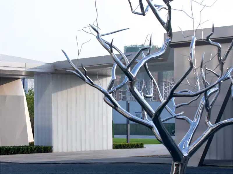 Modern mirror stainless steel metal tree sculpture courtyard garden landscape decoration sculpture DZ-245