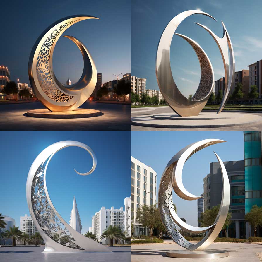 Modern large scimitar crescent metal art sculpture city landscape sculpture DZ-248