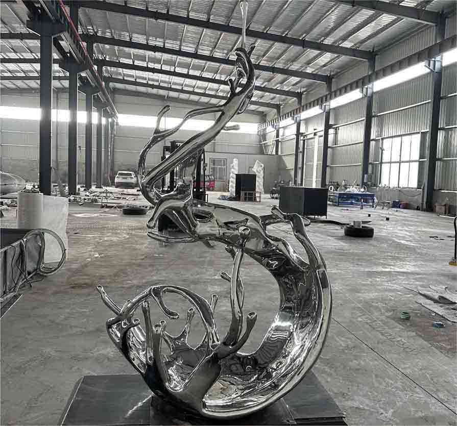 Large metal wave art sculpture for sale urban hotel commercial club landscape decoration DZ-258