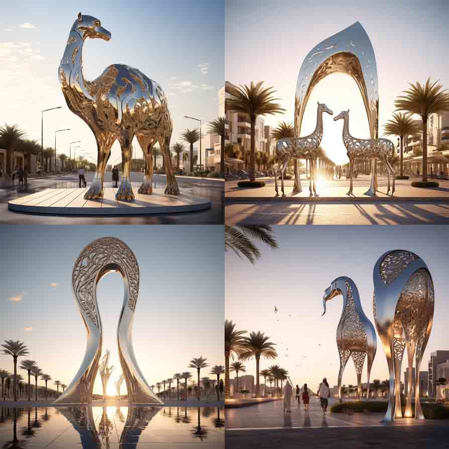 Large metal art sculpture arch camel public art assemblage sculpture customization DZ-259