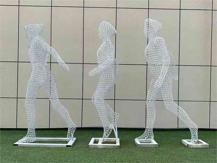 Stainless steel metal wire sculptures athlete art sculptures for sale DZ-261