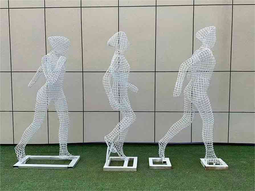 Stainless steel metal wire sculptures athlete art sculptures for sale DZ-261