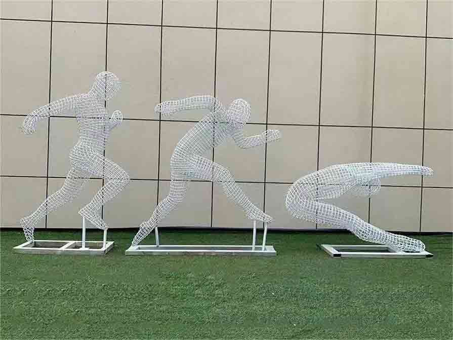 Stainless steel metal wire sculptures athlete art sculptures for sale DZ-261