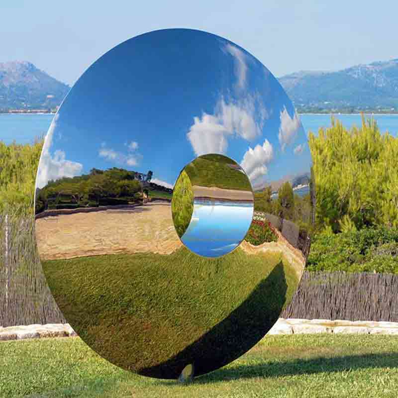 Outdoor mirror stainless steel metal disc sculpture for sale DZ-265