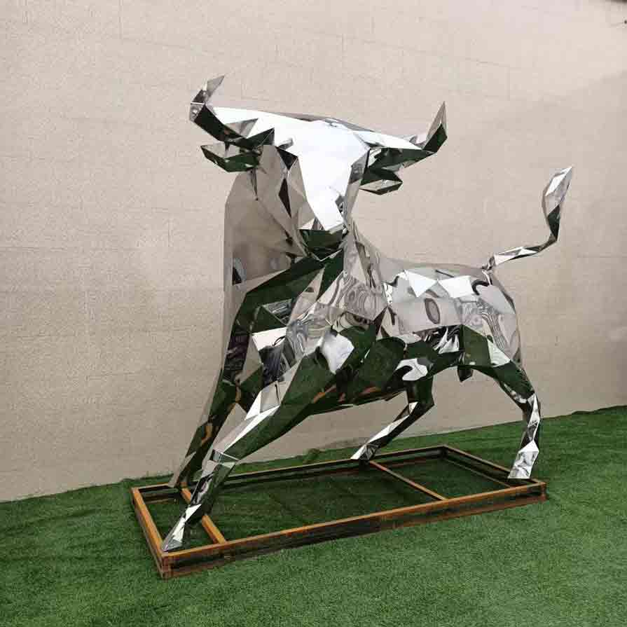 Large stainless steel abstract cow metal art sculpture for sale DZ-267
