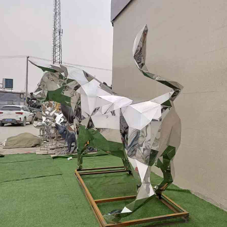 Large stainless steel abstract cow metal art sculpture for sale DZ-267