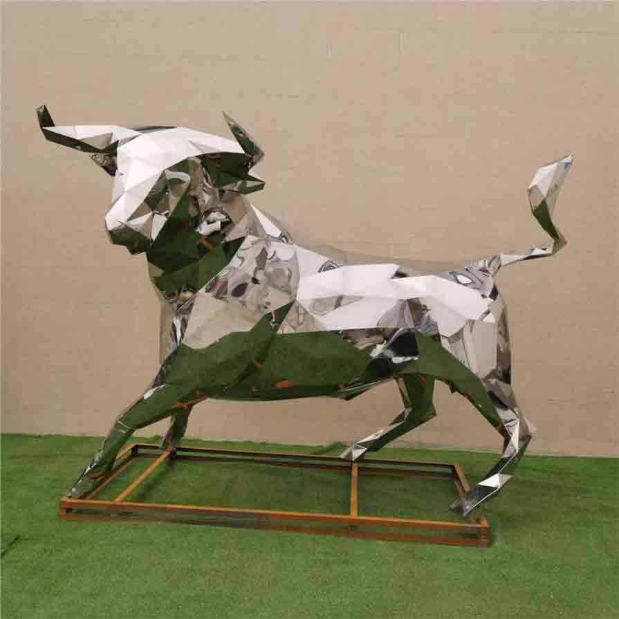 Large stainless steel abstract cow metal art sculpture for sale DZ-267