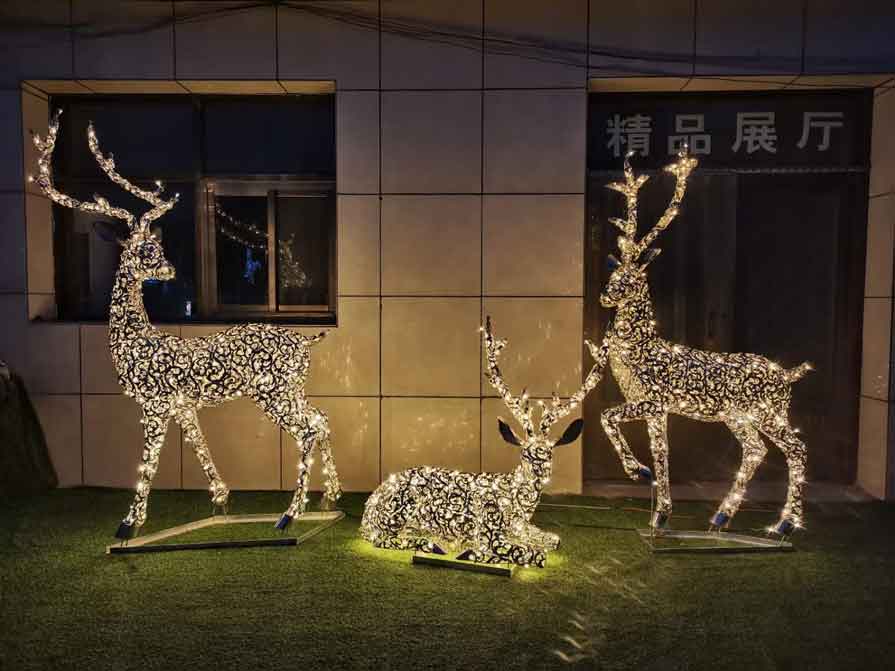 Six modern large metal deer and elk sculpture designs