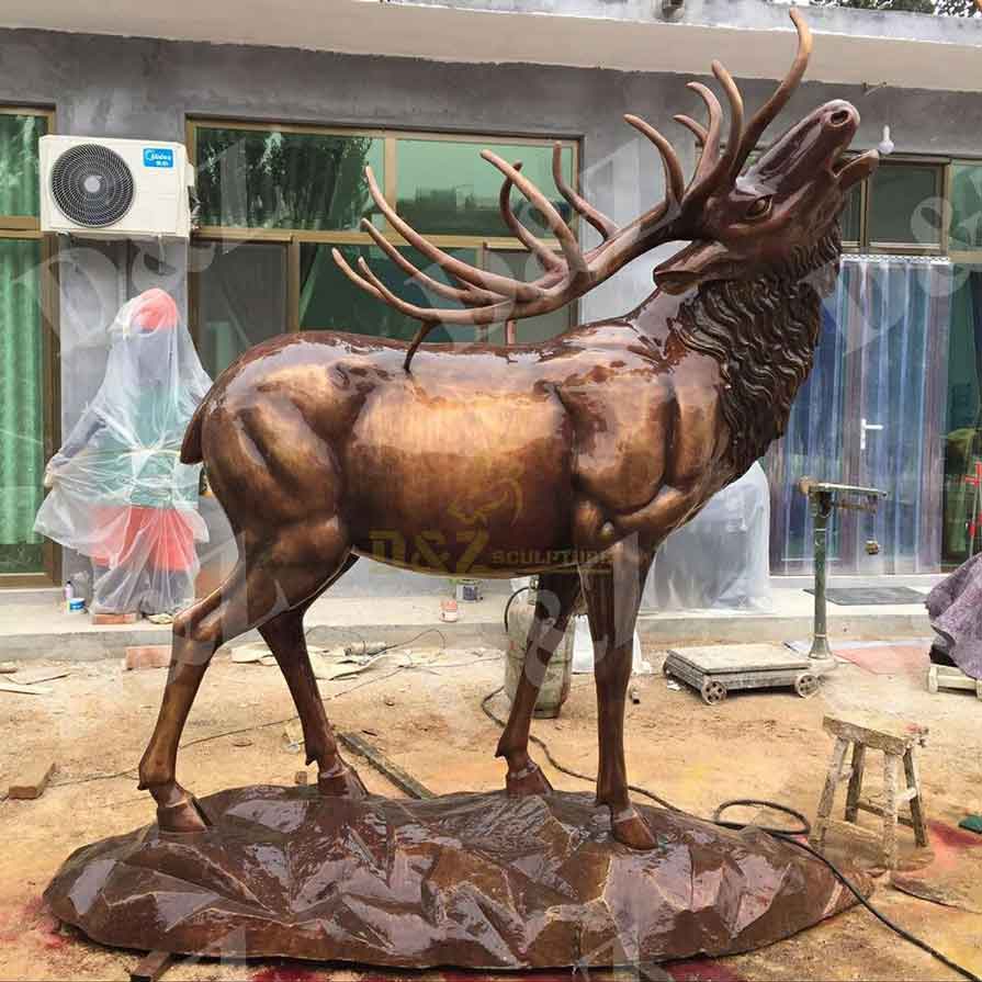 Six modern large metal deer and elk sculpture designs