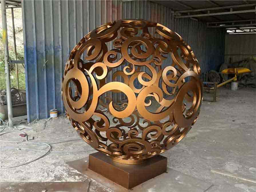 Six trendsetting large metal garden sphere sculptures