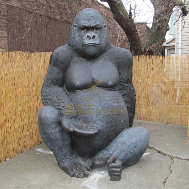 Lifesize Gorilla Metal Garden Statue and Yard Art - Sculpture