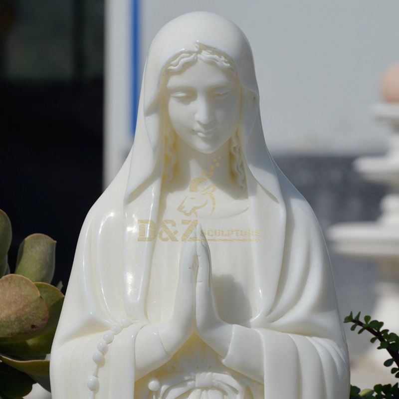 Virgin Mary White Marble Sculpture