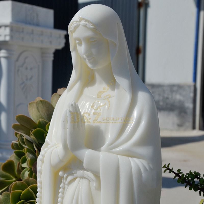 Virgin Mary White Marble Sculpture