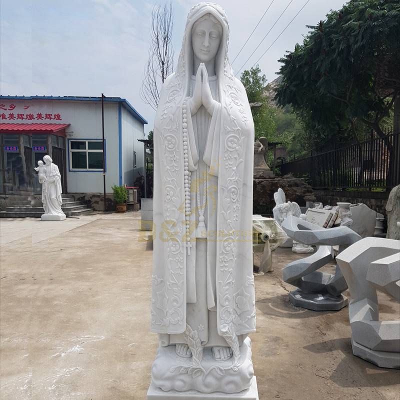 White Marble Virgin Mary Garden Statue