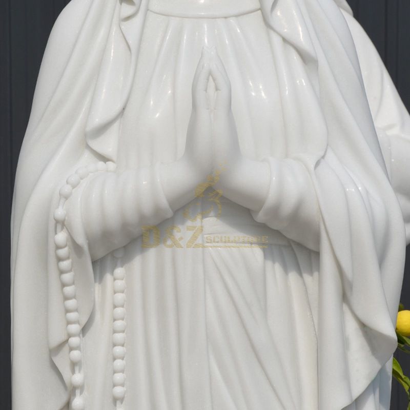 Outdoor White Marble Blessed Virgin Mary Statue