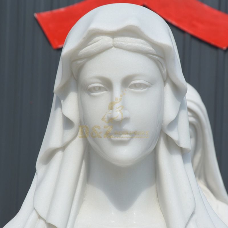 Outdoor White Marble Blessed Virgin Mary Statue