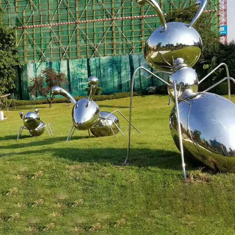 Stainless Steel Mirror Plated Animals Cow Sculpture