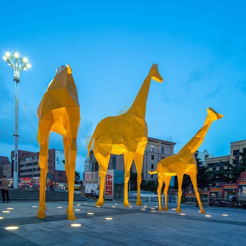 Outdoor Stainless Steel Metal Giraffe Sculpture