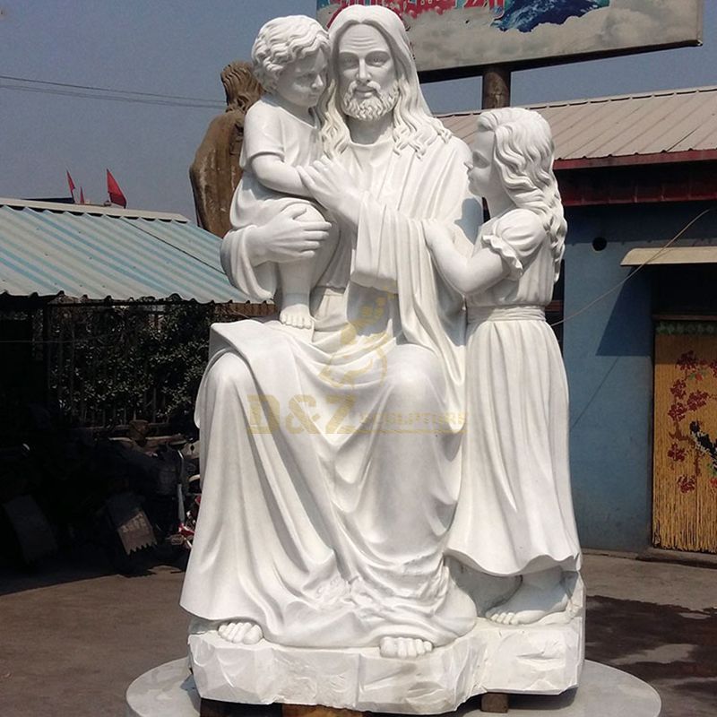 Religious Marble Mary And Baby Jesus Statue