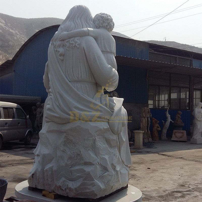 Religious Marble Mary And Baby Jesus Statue