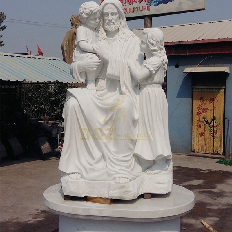 Religious Marble Mary And Baby Jesus Statue