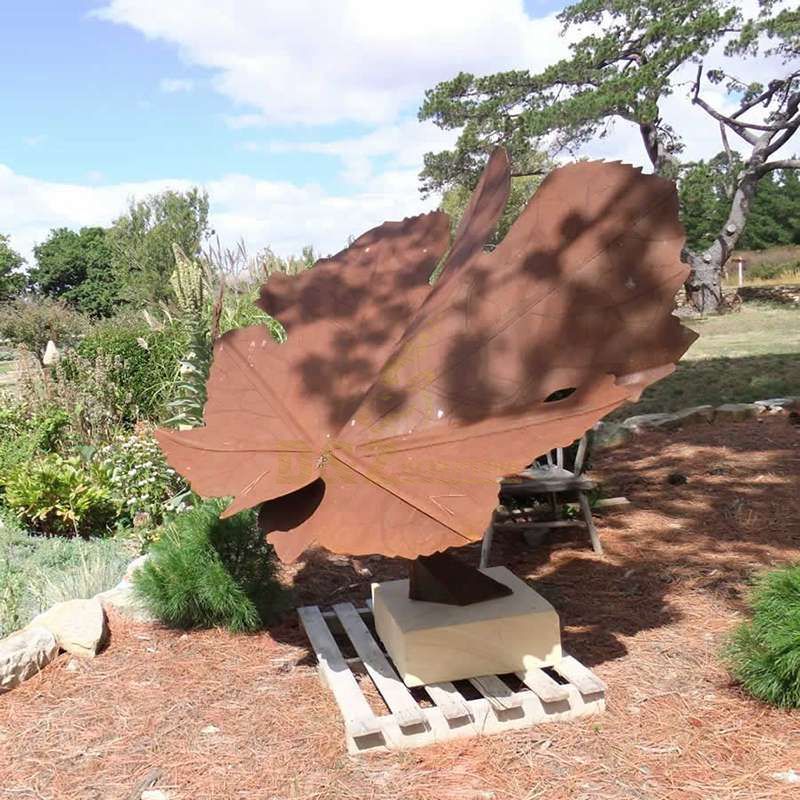 Modern Statue Park Corten Steel Leaves Sculpture