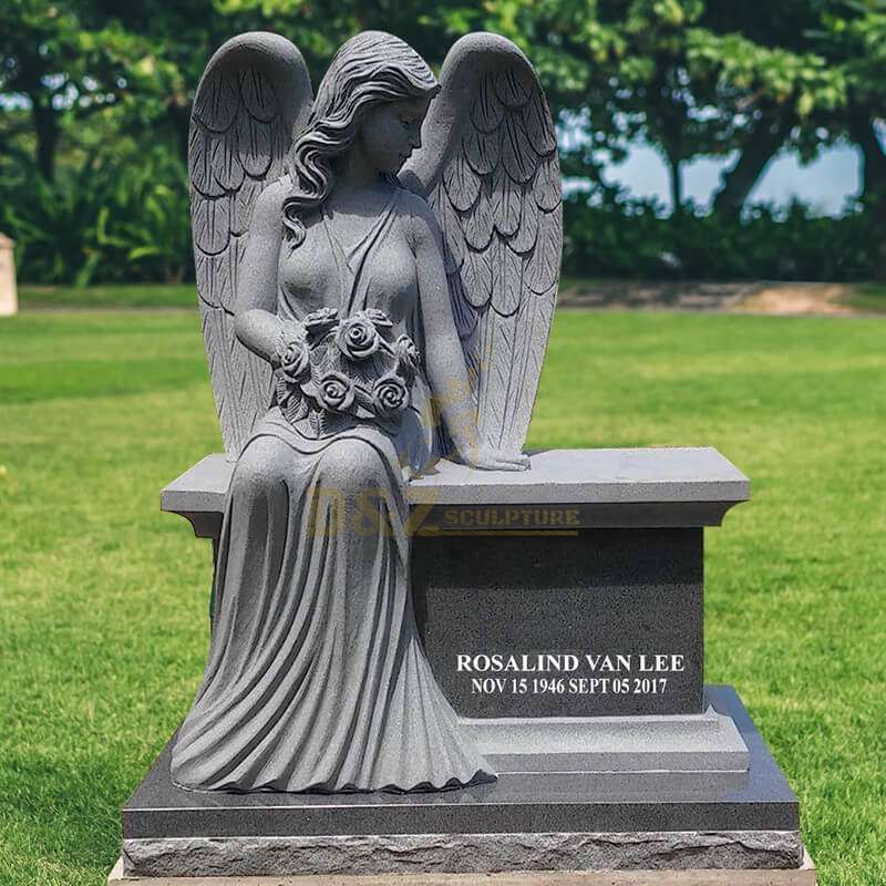 Life Size angel bench monument headstone