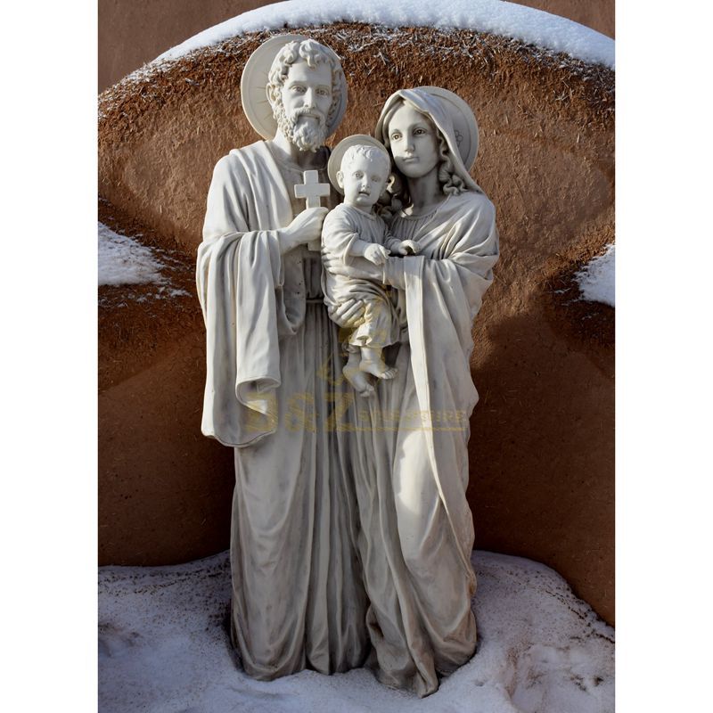 Stone Handicraft Holy Family With Baby Jesus Figurine Catholic Sculptures