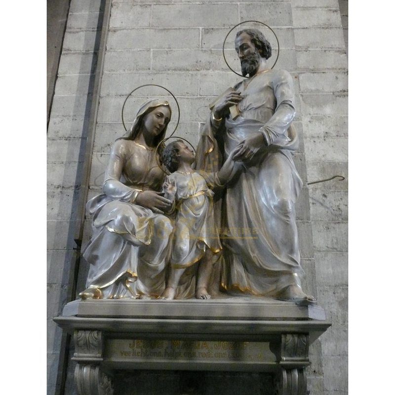 Hand Carved White Marble Holy Family Statue