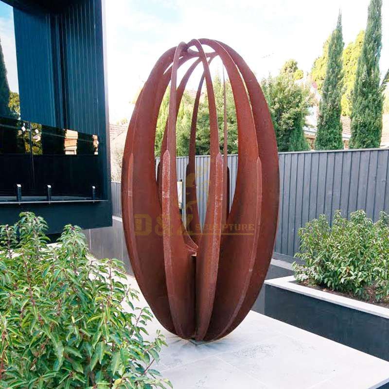 Ball Sculpture Outdoor Corten Steel Rusty Sphere