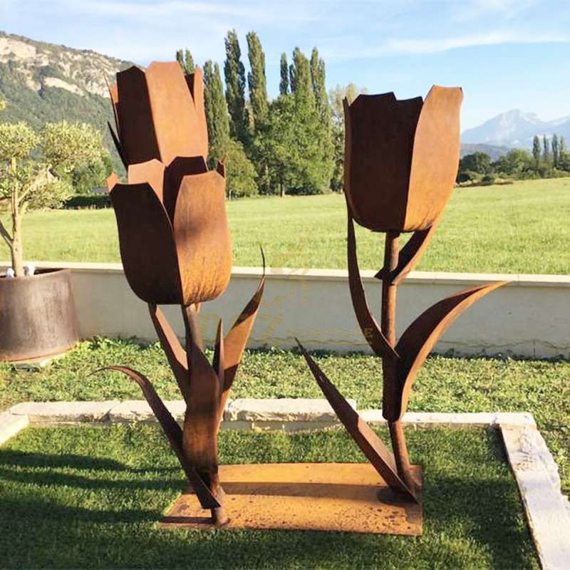 Garden Decoration Corten Steel Rose Sculptures