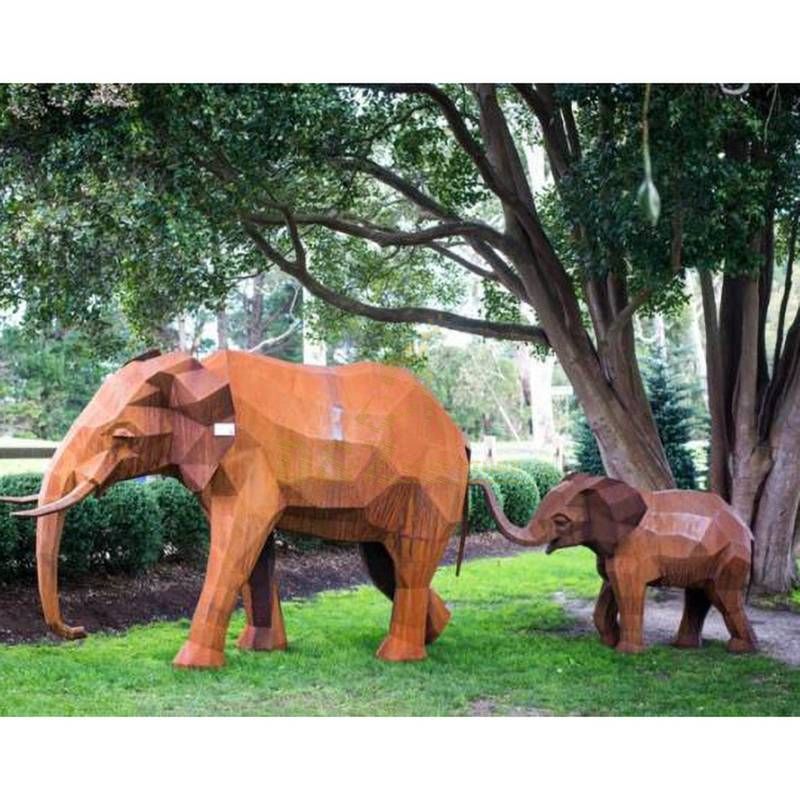 Life Size Outdoor Decoration Corten Steel Animal Elephant Sculpture