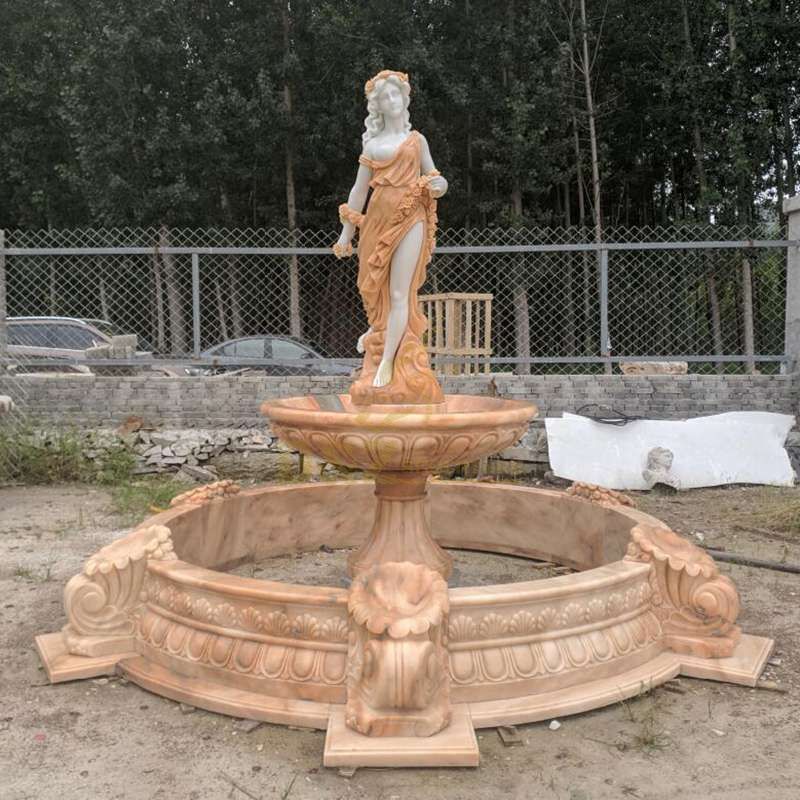 Hand Carved Garden Water Nude Woman Fountain