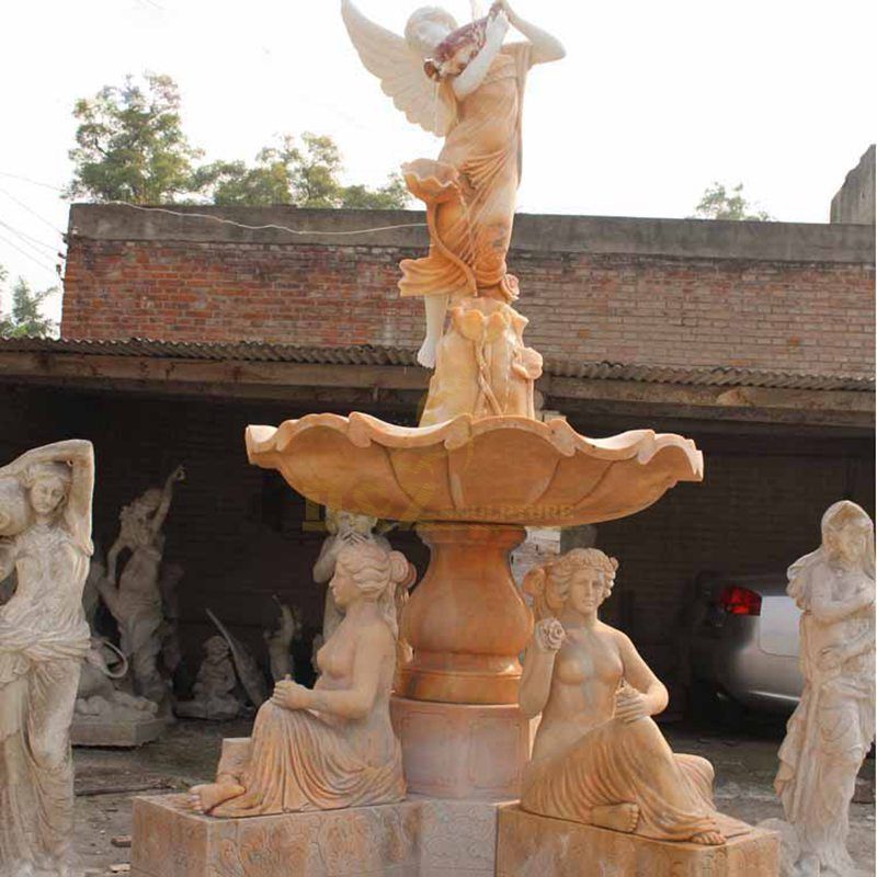 Hand Carved Garden Water Nude Woman Fountain
