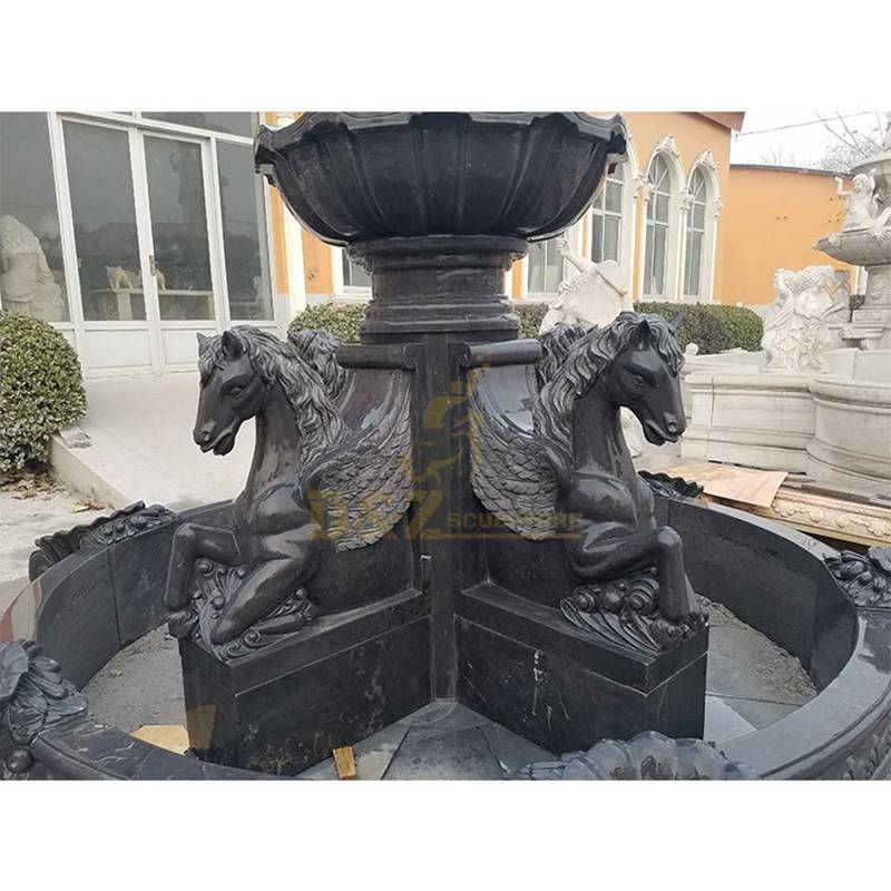 Decorative Granite Delicate Black Stone Horse Fountain