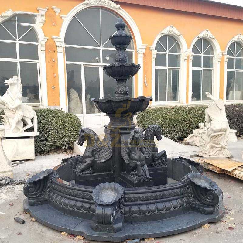 Decorative Granite Delicate Black Stone Horse Fountain