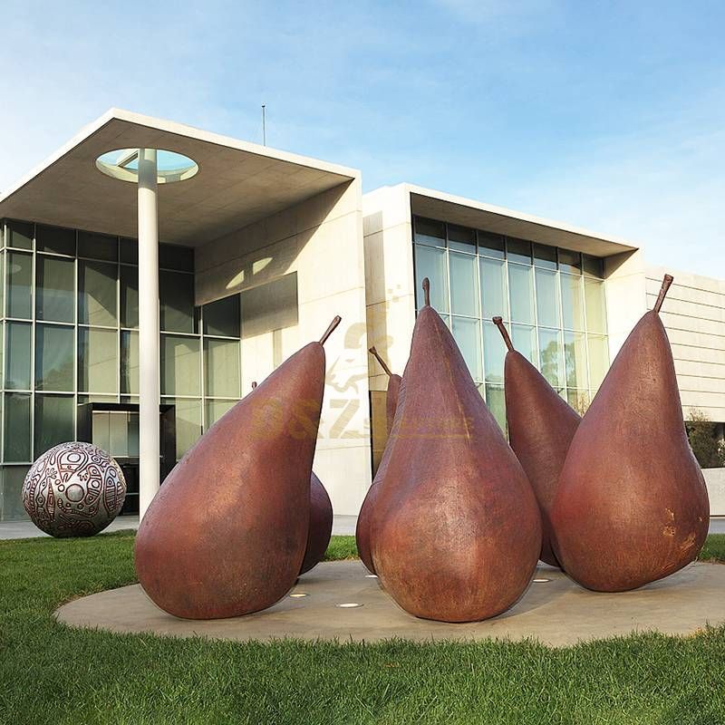 Corten Steel Fruit Pear Outdoor Decorative Sculptures