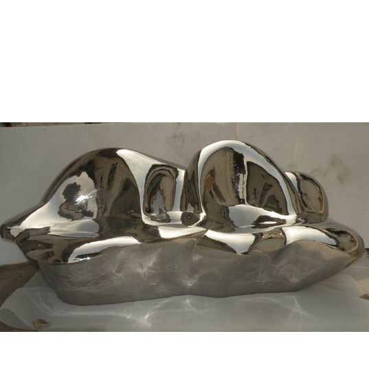 Large stainless steel park bench modern abstract art sculpture