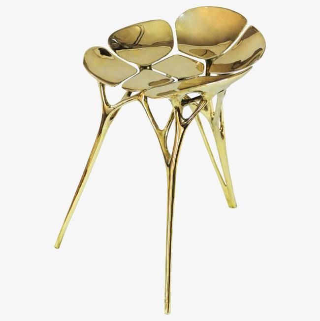 Golden stainless steel chair metal sculpture