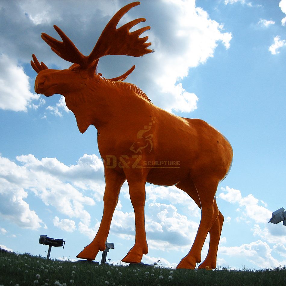 Colorful fiberglass large elk sculpture