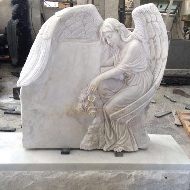 Black Granite Weeping Angel Tombstone