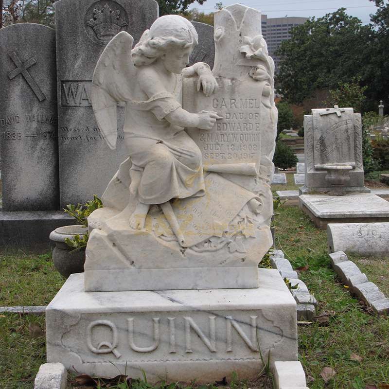 Black Granite Weeping Angel Tombstone