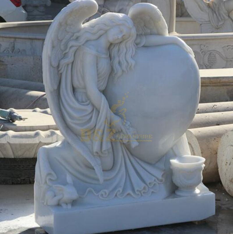 Black Granite Weeping Angel Tombstone