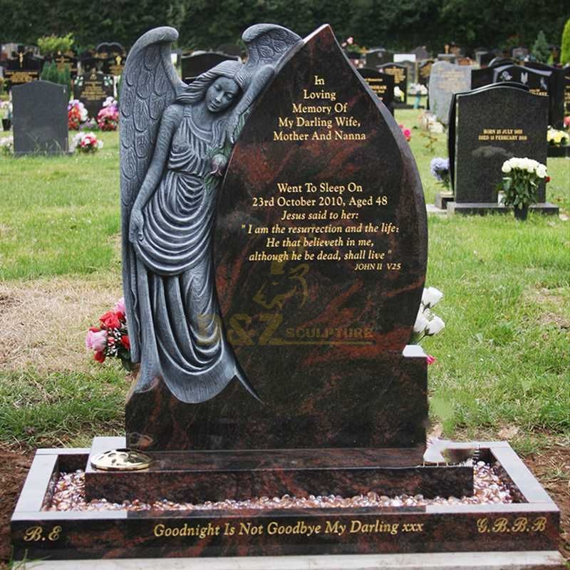 Angel Wings Granite Tombstone Design