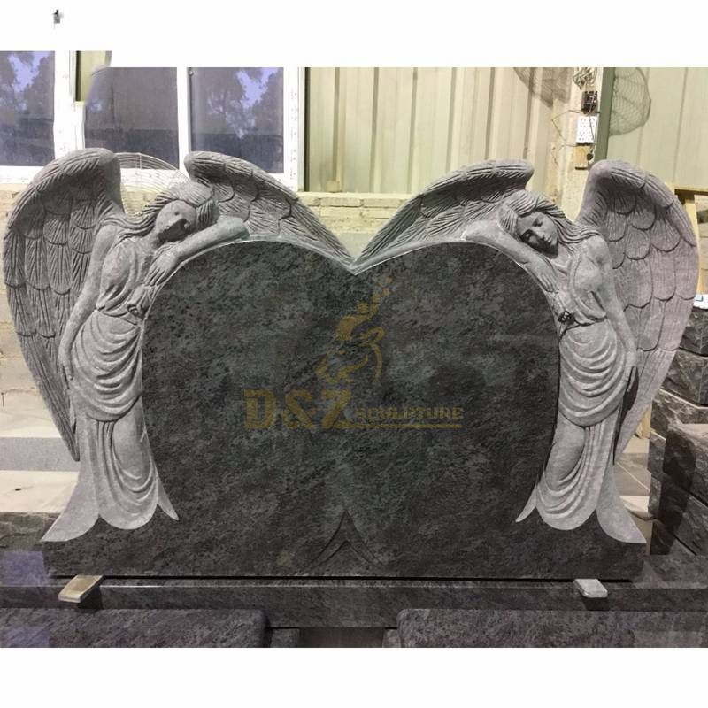 Angel Statue Carved Granite Tombstone